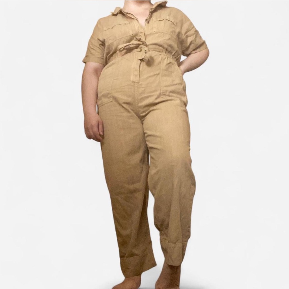 Universal Thread Tan Utility Jumpsuit with Belted Waist